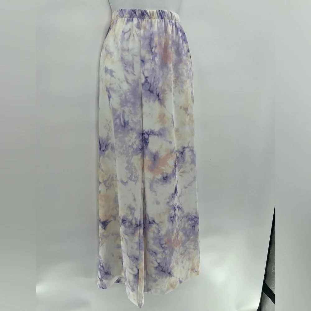 Boohoo Lilac Satin Tie Dye Pants Size 6